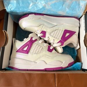 Toddler Girl Jordan 4 Retro White/Violet 9C
